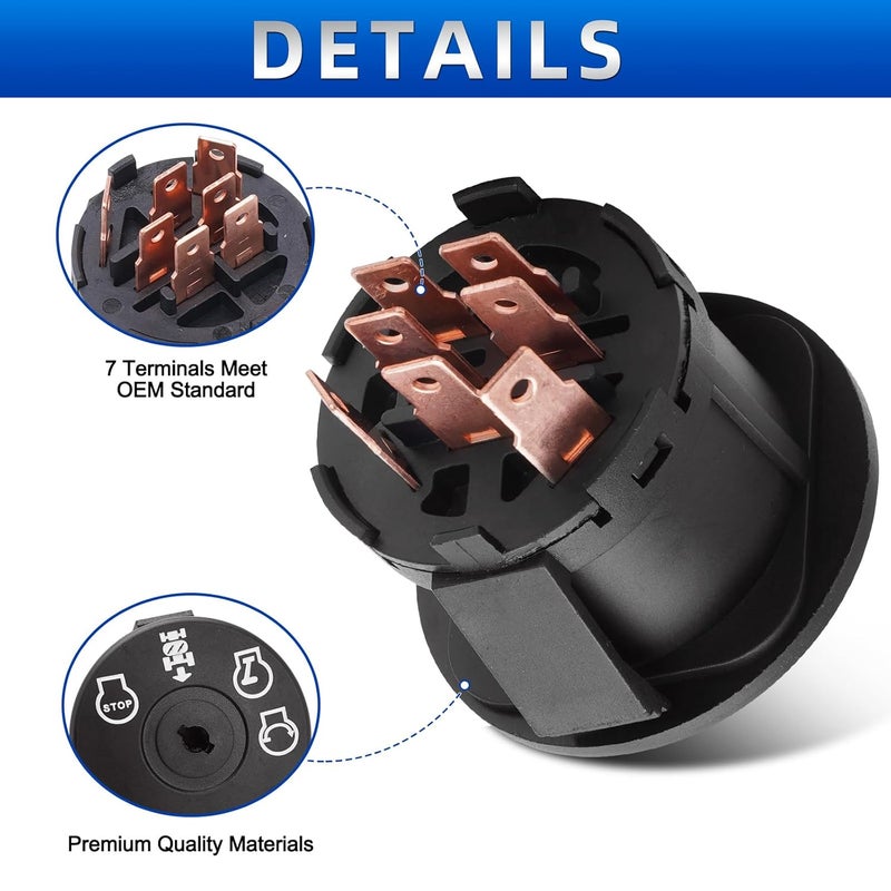 AUTOBABA Lawn Mower Ignition Switch 4 Position with Key 7 terminals Compatible with Husqvarna AYP Craftsman Poulan Sears Lawn Mower Rider Replace# 193350 532193350 - Image 4